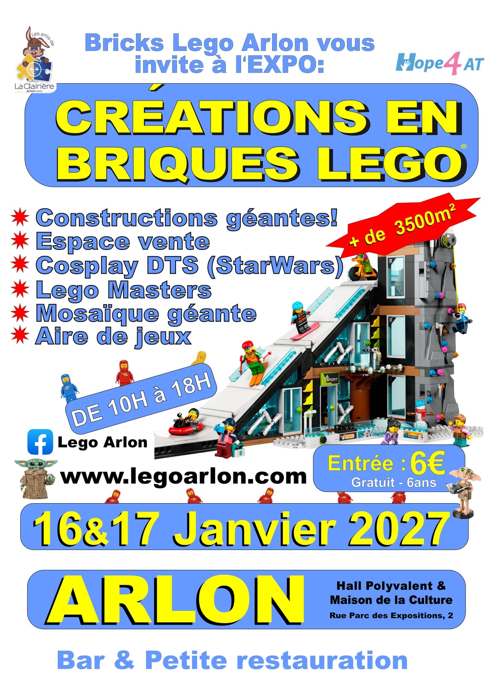 Affiche de l’Expo Brickx Lego Arlon — 16 & 17 janvier 2027