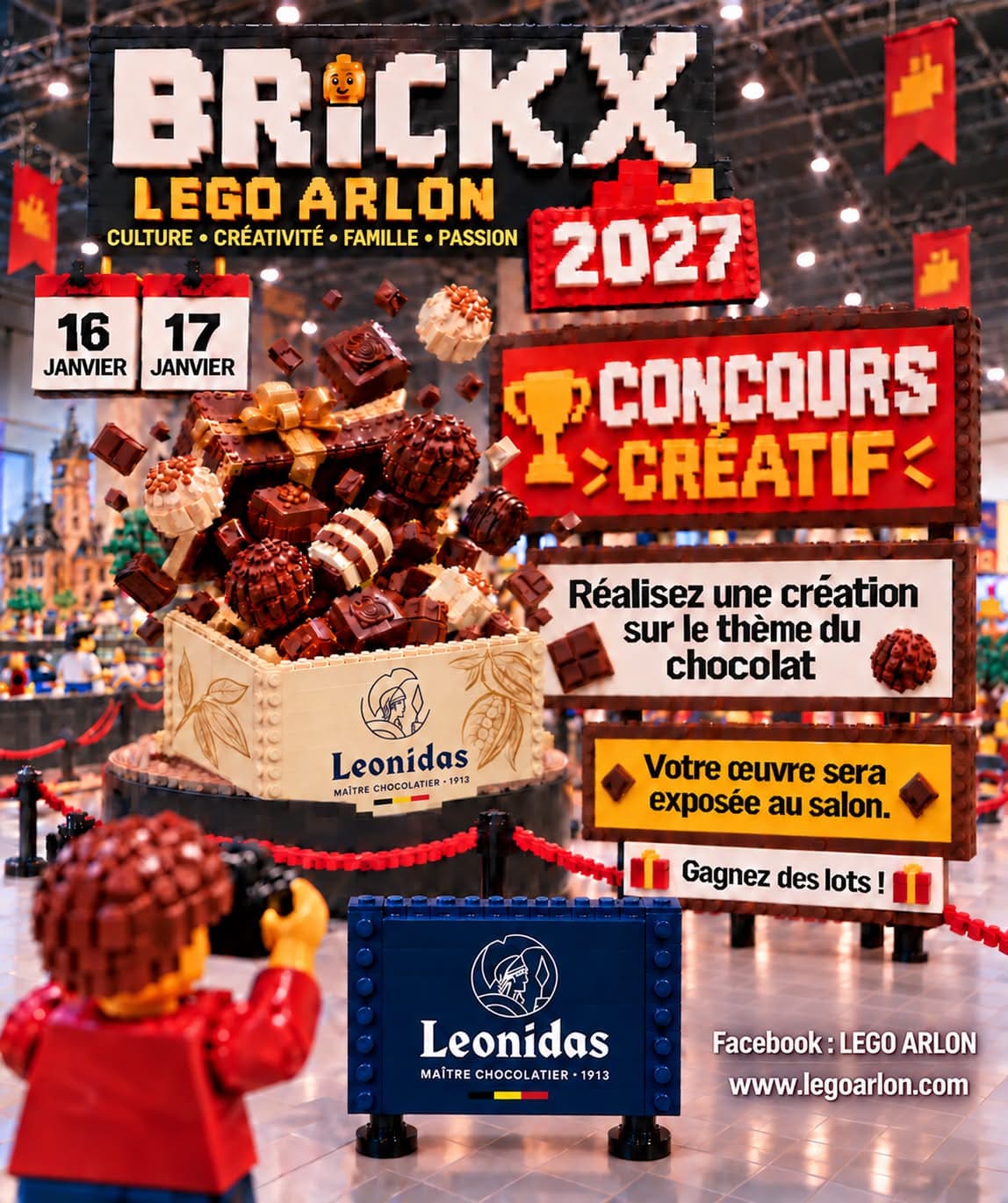 Affiche du concours créatif Lego & Chocolat avec Leonidas